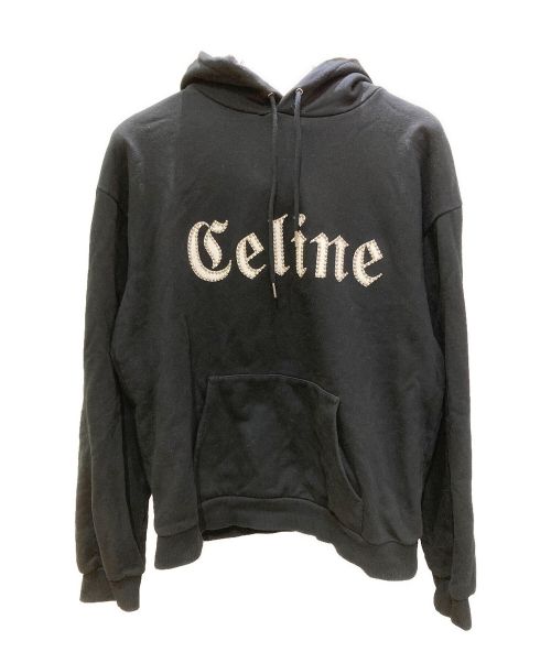 CELINE（セリーヌ）CELINE (セリーヌ) スタッズロゴフーディー ブラック サイズ:Mの古着・服飾アイテム