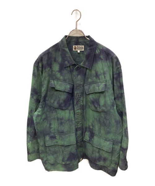 A BATHING APE（アベイシングエイプ）A BATHING APE (アベイシングエイプ) TIE DYE ARMY JUNGLE FATIGUE SHIRT JACKET グリーン サイズ:Lの古着・服飾アイテム