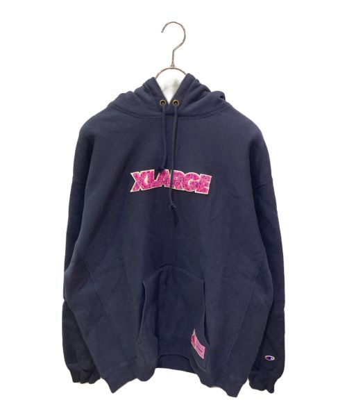 X-LARGE（エクストララージ）X-LARGE (エクストララージ) Champion REVERSE WEAVE (チャンピオン リバース ウィーブ) ロゴパーカー ネイビー サイズ:XLの古着・服飾アイテム