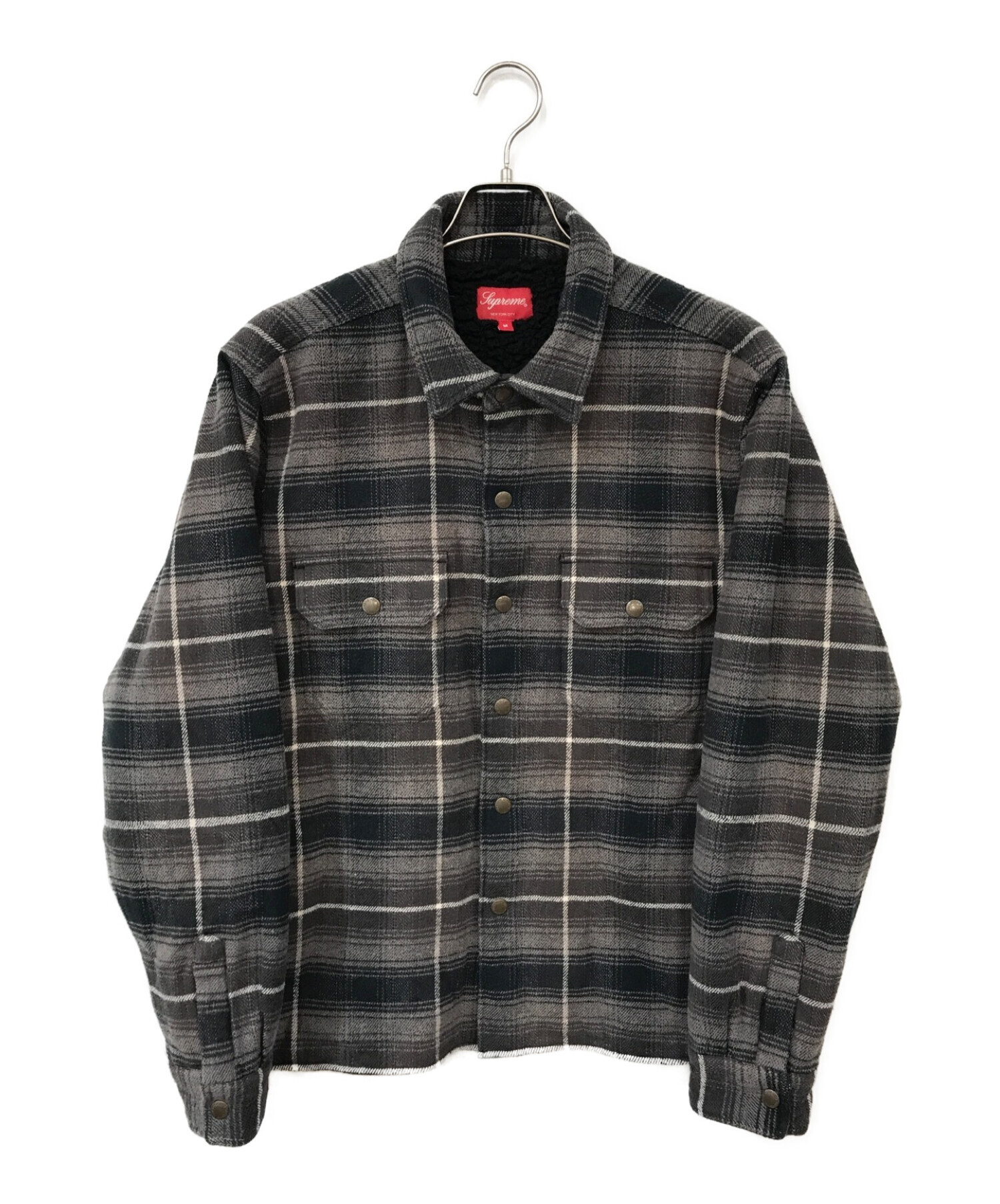 Supreme Shearling Lined Flannel Shirt Black L