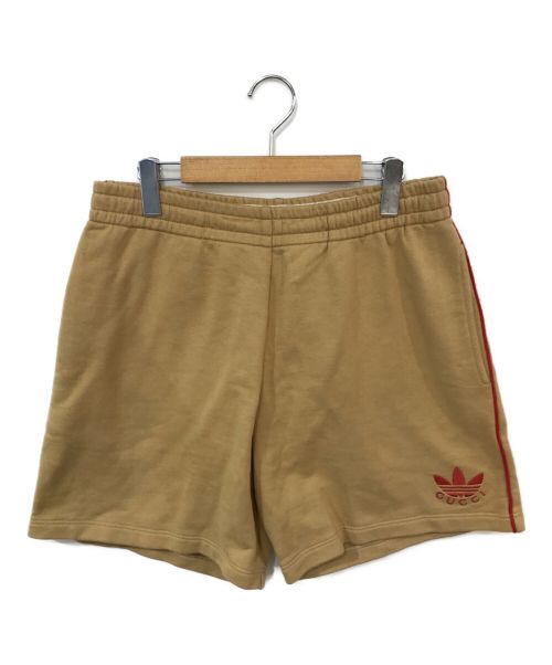 GUCCI（グッチ）GUCCI×adidas originals (グッチ×アディダスオリジナルス) コラボコットンジャージーショーツ ベージュ×レッド サイズ:Mの古着・服飾アイテム