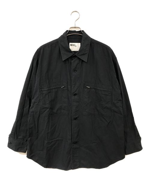 MHL（エムエイチエル）MHL (エムエイチエル) DRY PLAINWEAVE COTTON SHIRT ブラック サイズ:Lの古着・服飾アイテム