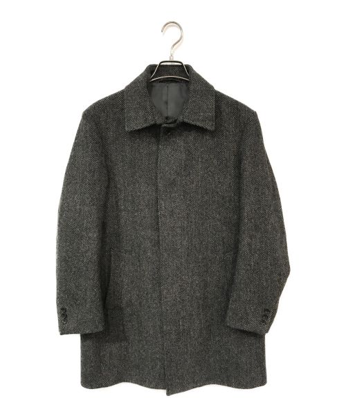 Harris Tweed（ハリスツイード）Harris Tweed (ハリスツイード) ヘリンボーンステンカラーコート グレー サイズ:Mの古着・服飾アイテム