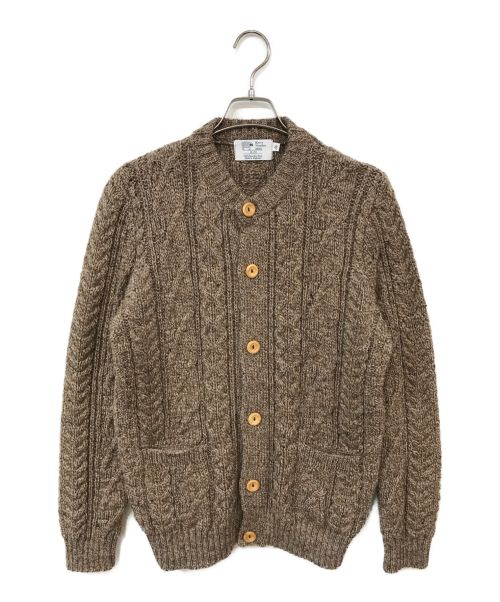 Kerry Woollen Mills（ケリーウールンミルズ）Kerry Woollen Mills (ケリーウールンミルズ) ARAN CABLE COLLARLESS CARDIGAN ブラウン サイズ:36の古着・服飾アイテム