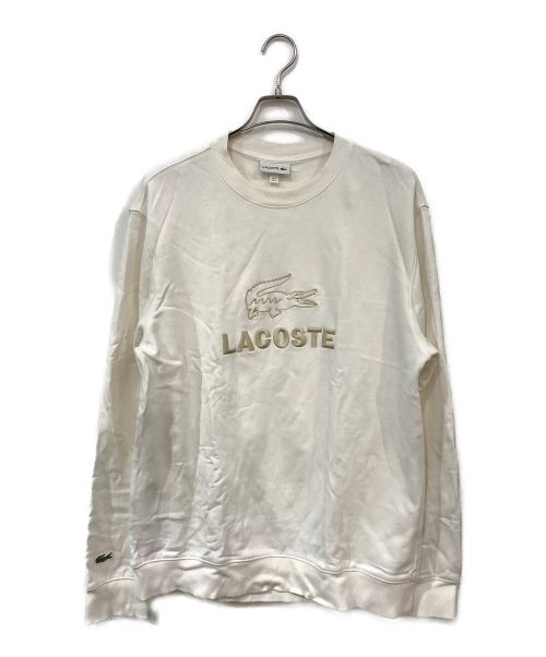 LACOSTE（ラコステ）LACOSTE (ラコステ) ロゴ＆ネーム刺しゅうクルーネックスウェット ホワイト サイズ:Ｌの古着・服飾アイテム