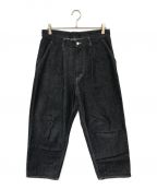 Graphpaperグラフペーパー）の古着「Colorfast Denim Two Tuck Pants」｜ネイビー