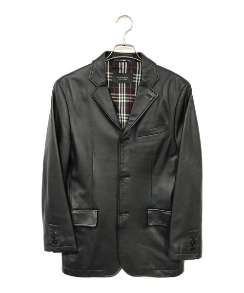 BURBERRY BLACK LABEL（バーバリーブラックレーベル）BURBERRY BLACK LABEL (バーバリーブラックレーベル) レザーテーラードジャケット ブラック サイズ:Sの古着・服飾アイテム