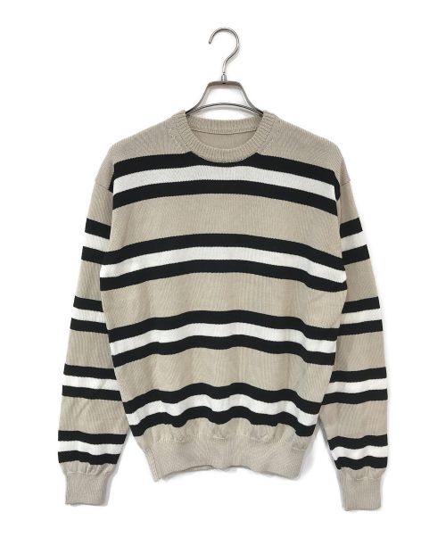 SOPHNET.（ソフネット）SOPHNET. (ソフネット) BORDER CREWNECK KNIT ベージュ×ブラック サイズ:Mの古着・服飾アイテム