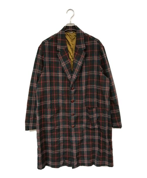 GUCCI（グッチ）GUCCI (グッチ) チェック柄チェスターコート レッド×グリーン サイズ:50の古着・服飾アイテム