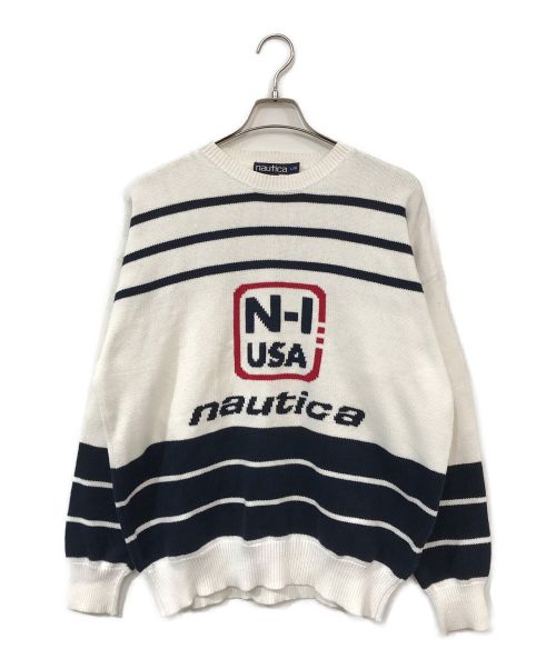 NAUTICA（ノーティカ）NAUTICA (ノーティカ) クルーネックニット ホワイト サイズ:Lの古着・服飾アイテム