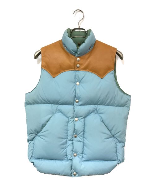 Rocky Mountain FeatherBed（ロッキーマウンテンフェザーベッド）Rocky Mountain FeatherBed (ロッキーマウンテンフェザーベッド) Hysteric Glamour (ヒステリックグラマー) ダウンベスト スカイブルー×ブラウン サイズ:38の古着・服飾アイテム