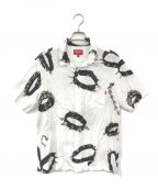 SUPREMEシュプリーム）の古着「Studded Collars Rayon S/S Shirt」｜ホワイト×ブラック