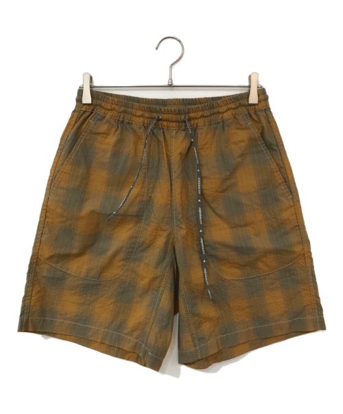 and wander（アンドワンダー）and wander (アンドワンダー) dry check shorts ブラウン サイズ:2の古着・服飾アイテム