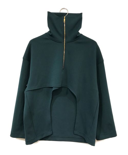 CULLNI（クルニ）CULLNI (クルニ) Open Front Half ZIP Pullover グリーンの古着・服飾アイテム