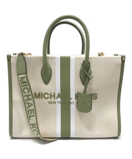 MICHAEL KORS（マイケルコース）MICHAEL KORS (マイケルコース) MIRELLA EWトートバッグ グリーン×ホワイトの古着・服飾アイテム