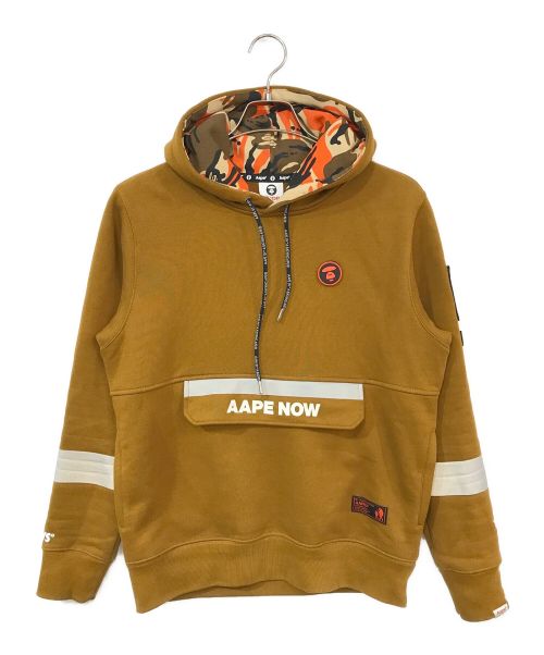 Aape BY A BATHING APE（エーエイプ バイ アベイシングエイプ）AAPE BY A BATHING APE (エーエイプ バイ アベイシングエイプ) TAPED LOGO HOODIE ブラウン サイズ:Mの古着・服飾アイテム