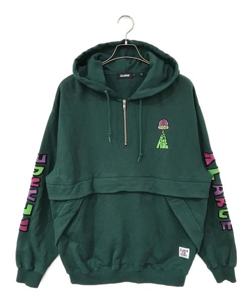 X-LARGE（エクストララージ）X-LARGE (エクストララージ) TIM COMIX ANORAK SWEATSHIRT グリーン サイズ:Lの古着・服飾アイテム