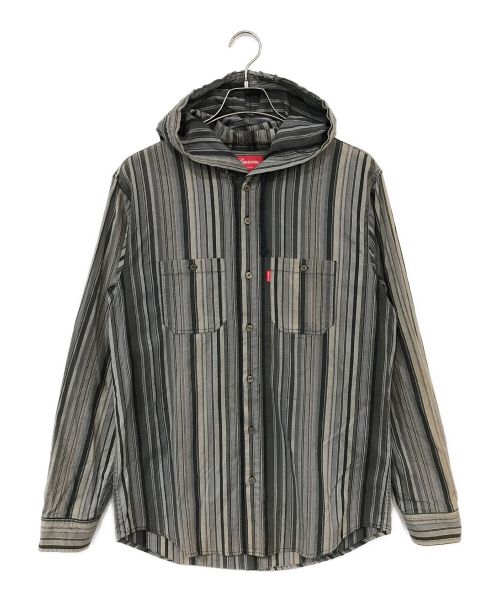 SUPREME（シュプリーム）SUPREME (シュプリーム) フーデットストライプシャツ グレー サイズ:Lの古着・服飾アイテム