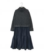 TORRAZZO DONNAトラッゾドンナ）の古着「Knit × Tiered Skirt Hybrid One-piece」｜グレー