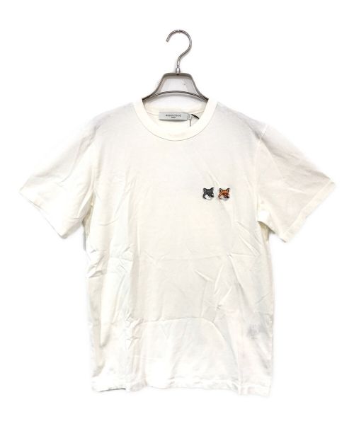 maison kitsune（メゾンキツネ）MAISON KITSUNE (メゾンキツネ) ダブルフォックスヘッド パッチ クラシック Tシャツ ホワイト サイズ:XXSの古着・服飾アイテム