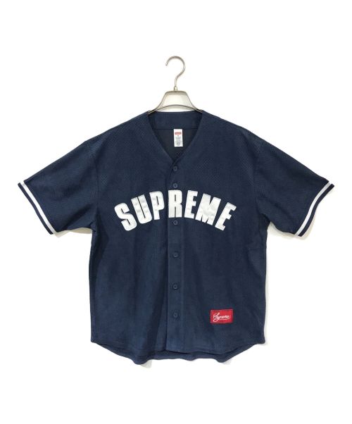 SUPREME（シュプリーム）Supreme (シュプリーム) Ultrasuede Mesh Baseball Jersey ネイビー サイズ:Mの古着・服飾アイテム