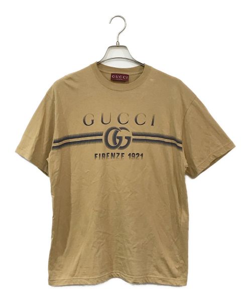 GUCCI（グッチ）GUCCI (グッチ) プリントTシャツ ブラウン サイズ:Mの古着・服飾アイテム