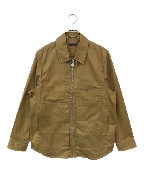 DIESEL（ディーゼル）DIESEL (ディーゼル) COTTON S-RAFF OVERSHIRT WITH ZIP CLOSURE ブラウン サイズ:Mの古着・服飾アイテム