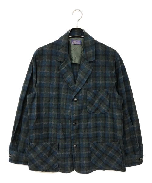 PENDLETON（ペンドルトン）PENDLETON (ペンドルトン) くるみボタンチェック3Bジャケット ブルー×グリーン サイズ:Mの古着・服飾アイテム