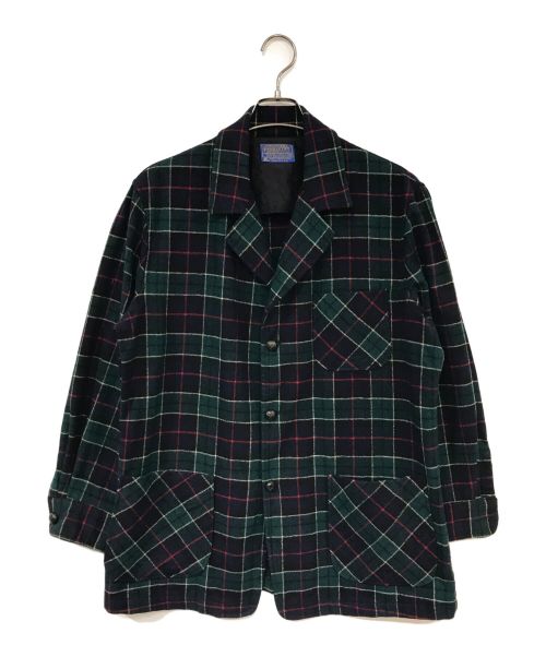 PENDLETON（ペンドルトン）PENDLETON (ペンドルトン) クルミボタン3Bチェックジャケット グリーン×ネイビー サイズ:Mの古着・服飾アイテム