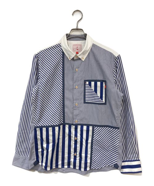 KAWATANI SHIRTS（カワタニシャツ）KAWATANI SHIRTS (カワタニシャツ) ボタンダウンシャツ ホワイト×ブルー サイズ:Lの古着・服飾アイテム