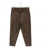 MR.OLIVEミスターオリーブ）の古着「RETRO POLYESTER TWILL/BELTED WIDE TAPERED PANTS」｜ブラウン