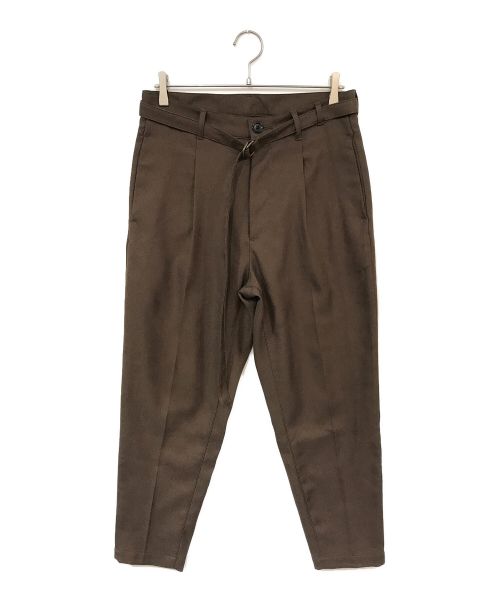 MR.OLIVE（ミスターオリーブ）MR.OLIVE (ミスターオリーブ) RETRO POLYESTER TWILL/BELTED WIDE TAPERED PANTS ブラウン サイズ:Mの古着・服飾アイテム