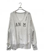 ANCELLMアンセルム）の古着「AN M CRASH CREWNECK SWEAT SHIRT」｜グレー