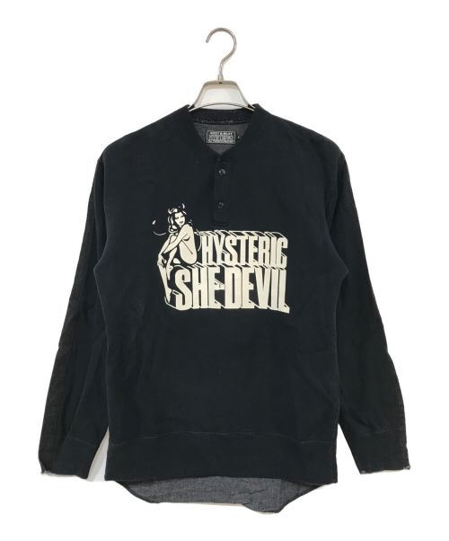 Hysteric Glamour（ヒステリックグラマー）Hysteric Glamour (ヒステリックグラマー) SHE DEVIL リメイクヘンリーネックスウェット ブラック サイズ:Sの古着・服飾アイテム