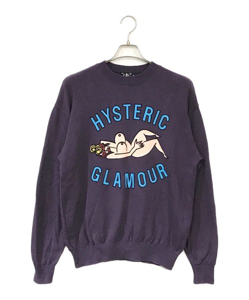 Hysteric Glamour（ヒステリックグラマー）Hysteric Glamour (ヒステリックグラマー) プリントニット パープル サイズ:Mの古着・服飾アイテム