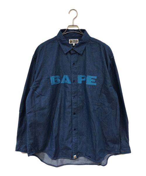 A BATHING APE（アベイシングエイプ）A BATHING APE (アベイシングエイプ) DENIM LOOSE FIT SHIRT ブルー サイズ:XLの古着・服飾アイテム