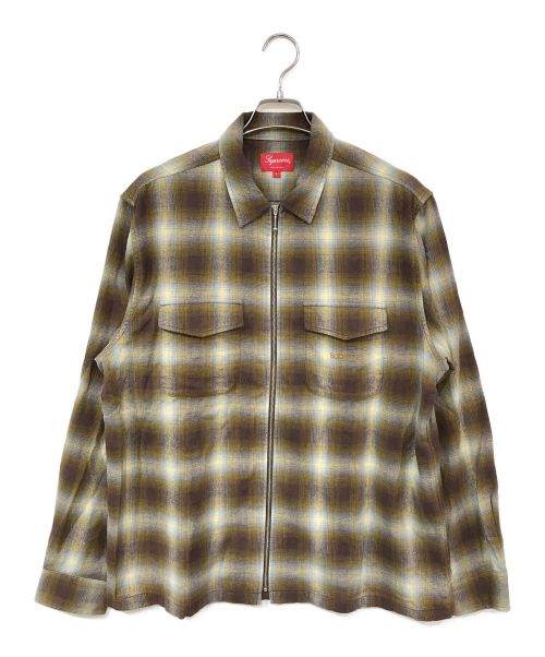 SUPREME（シュプリーム）SUPREME (シュプリーム) Shadow Plaid Flannel Zip Up Shirt ブラウン サイズ:Lの古着・服飾アイテム