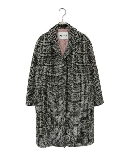 Aquascutum（アクアスキュータム）Aquascutum (アクアスキュータム) アルパカ混グレンチェックコート グレー サイズ:Sの古着・服飾アイテム