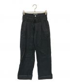 kayleケイル）の古着「HIGH COUNT GABARDINE BELT DESIGN PANTS」｜ブラック