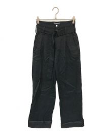 kayle（ケイル）の古着「HIGH COUNT GABARDINE BELT DESIGN PANTS」｜ブラック