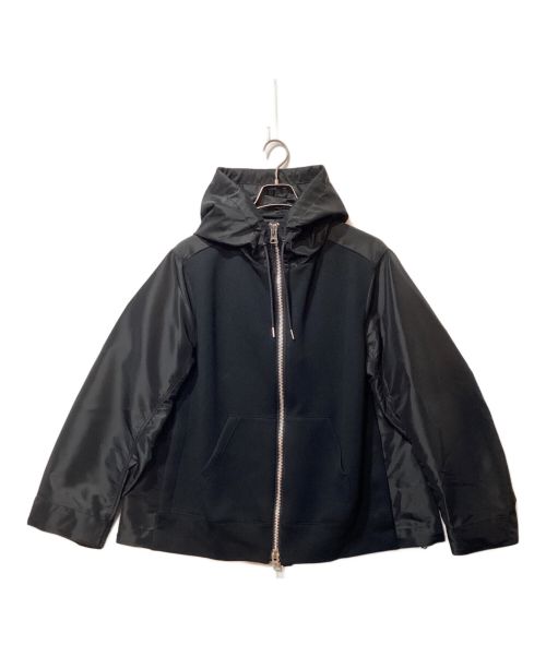 sacai（サカイ）sacai (サカイ) Nylon Twill x Sponge Sweat Hoodie ブラック サイズ:2の古着・服飾アイテム