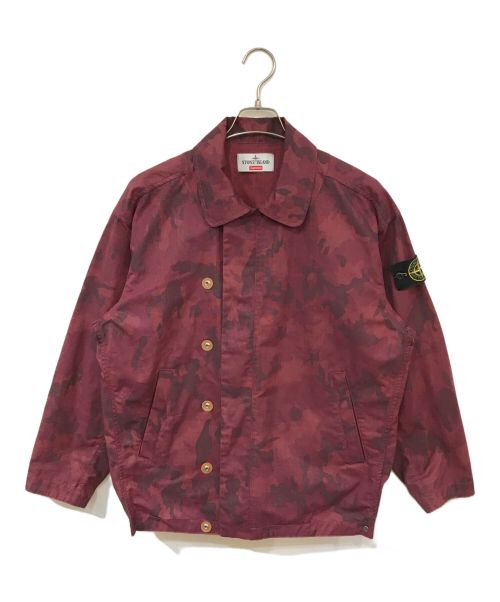 SUPREME（シュプリーム）SUPREME (シュプリーム) STONE ISLAND (ストーンアイランド) Reactive Ice Camo Ripstop Jacket レッド サイズ:Sの古着・服飾アイテム