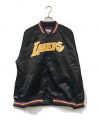 MITCHELL & NESSミッチェルアンドネス）の古着「LAKERS SATIN JACKET/レイカーズサテンジャケット」｜ブラック