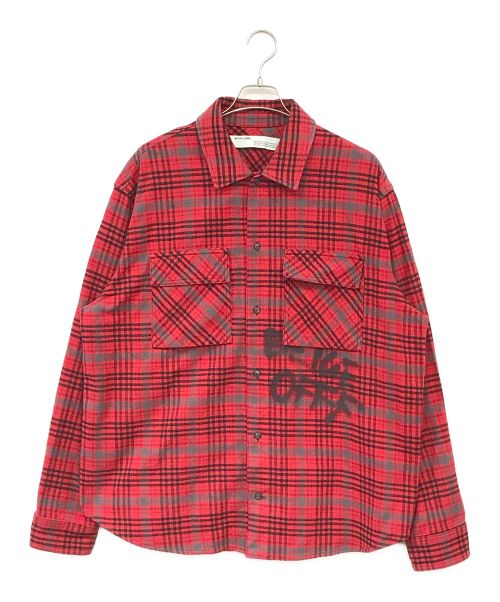 OFFWHITE（オフホワイト）OFFWHITE (オフホワイト) FLANNELCHECK SHIRTS レッド サイズ:Mの古着・服飾アイテム