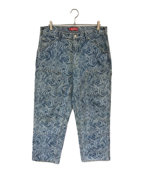 SUPREME（シュプリーム）Supreme (シュプリーム) SCRIPT JACQUARD DOUBLE KNEE PAINTER PANT ブルー サイズ:34の古着・服飾アイテム