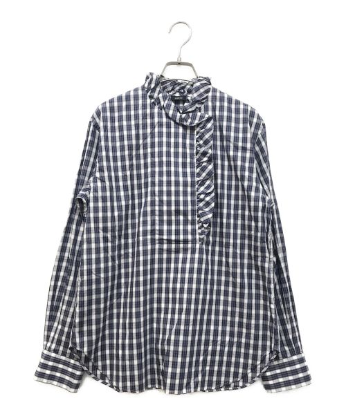 LOEFF（ロエフ）LOEFF (ロエフ) コットンチェックフリルブラウス ブルー サイズ:-の古着・服飾アイテム