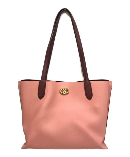 COACH（コーチ）COACH (コーチ) ウィロウ トート カラーブロック ウィズ シグネチャー キャンバス インテリア ピンクの古着・服飾アイテム