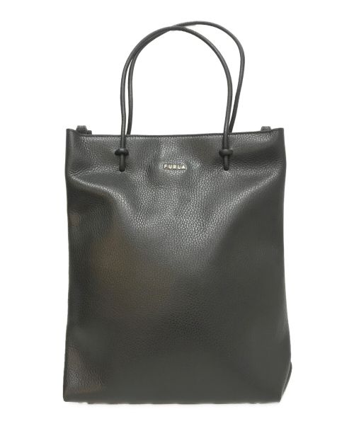 FURLA（フルラ）FURLA (フルラ) スクエアレザートートバッグ ブラックの古着・服飾アイテム