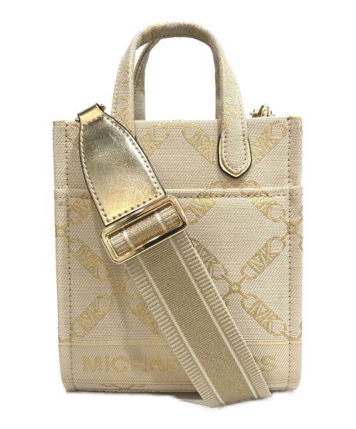 MICHAEL KORS（マイケルコース）MICHAEL KORS (マイケルコース) ＧＩＧＩメタリックエンパイアロゴジャカードクロスボディエクストラスモール ベージュの古着・服飾アイテム