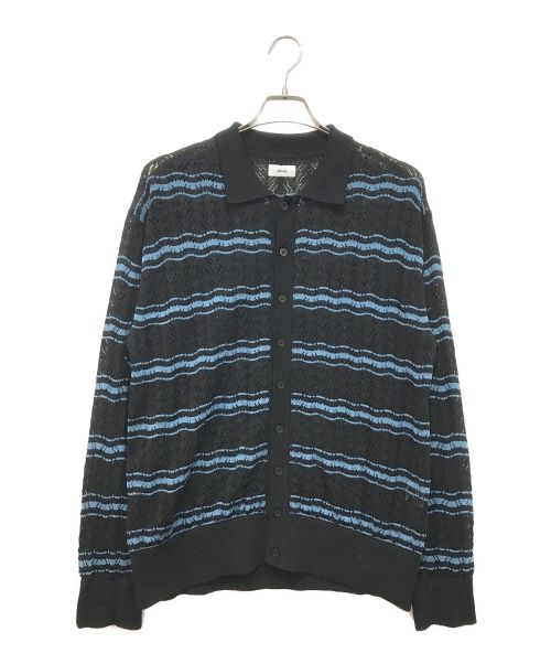 ALLEGE（アレッジ）ALLEGE (アレッジ) Openwark Border Cardigan ブルー×ブラック サイズ:4の古着・服飾アイテム